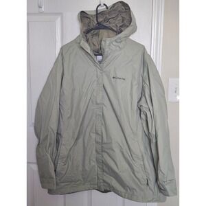 Columbia Omni-Tech Women's Rain Coat Hooded‎ Light Green Hooded Jacket 3X Plus